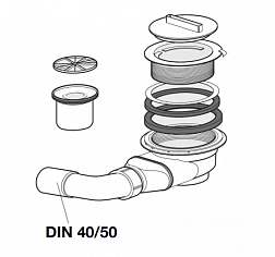 Сифон для поддона dn 50 (ø 90 мм), без крышки, (крышка в компл. с поддоном), горизонтальный выпуск 2.9512.7.000.000.1 Laufen